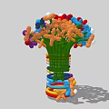 Colorful Decorative Ornament Set With Cross Shaped Elements And Ring Bases In Multi Colors