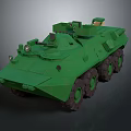 Green Military Armored Vehicle With Multiple Wheels And Top Mounted Weapon