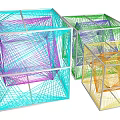 Colorful Wireframe Cube Art Installation With Vibrant Geometric Sculptural Design