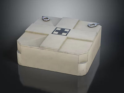 Beige Square Storage Box With Cross Pattern And Metal Clasps For Daily Use 3d model