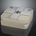 Beige Square Storage Box With Cross Pattern And Metal Clasps For Daily Use 3d model