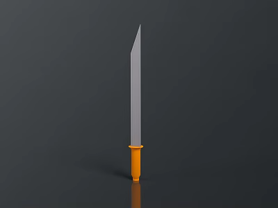 Sharp Knife With Silver Blade And Orange Handle On Dark Background 3d model
