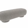 Plush Gray Sofa Bench With Rounded Shape And Short Cylindrical Legs