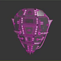 Futuristic Mechanical Weapon Metallic Structure With Square Panels Bolts Central Lens And Reflective Surface