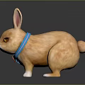 Adorable Orange Rabbit With Blue Collar Red Heart Long Ears Yellow Eyes And White Paws