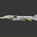 Navy Fighter Jet In White With Yellow Red Accents And Mounted Missiles
