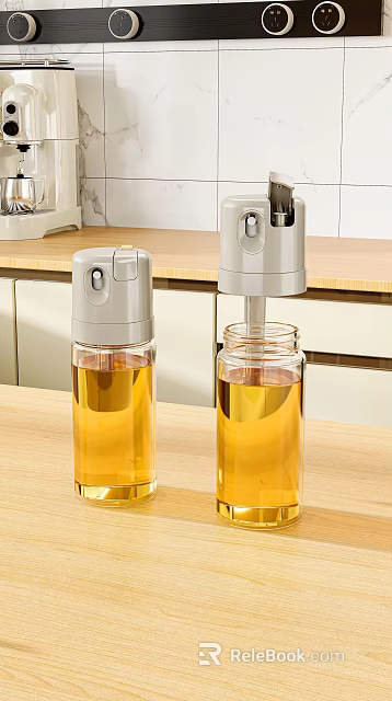 Press Type Oil Bottles Used In Kitchen Area 3d model 