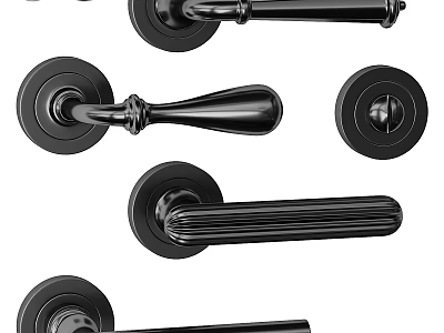 Modern Black Metal Door Handles With Various Classic And Contemporary Designs 3d model