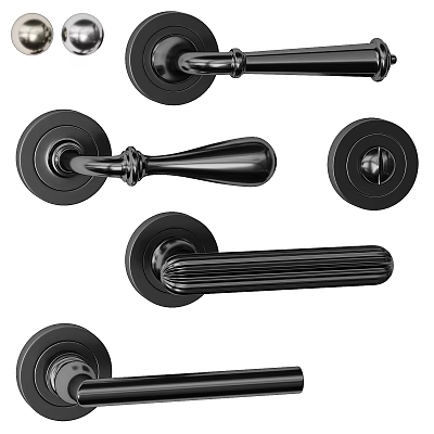 Modern Black Metal Door Handles With Various Classic And Contemporary Designs 3d model