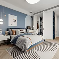 Kids Room Interior With Teepee Tent Deer Toy Striped Rug And Bed