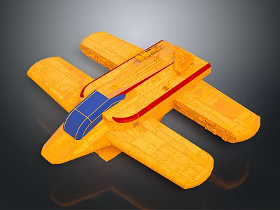 Yellow Spacecraft Model with Solar Panels and Blue Details in Cosmic Design 3d model