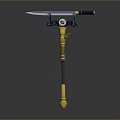 Traditional Japanese Katana Displayed On Golden Black Decorative Stand With Intricate Handle And Green Accent