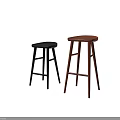Stylish Modern Bar Stools with Black and Brown Wooden Frames 3d model