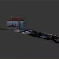 3D Rendered Fortress Structure With Circular Walls Orange Roof And White Building