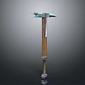 Medieval Weapon Hammer Featuring Metal Head Wooden Handle and Decorative Edges
