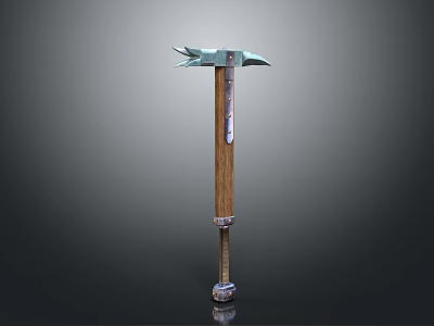 Medieval Weapon Hammer Featuring Metal Head Wooden Handle and Decorative Edges 3d model