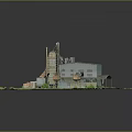 Modern factory building Large factory building Broken factory building Old factory building 3d model