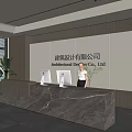 Modern Front Desk Background Wall Simple Background Wall Front Desk Reception Area Background Wall Company Front Desk Background Wall 3d model