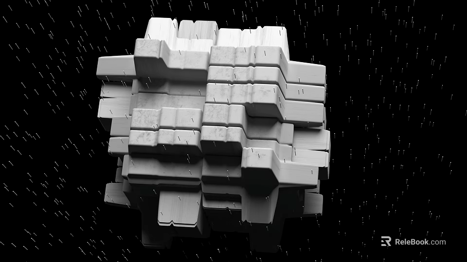 Industrial Equipment Mechanical Modular White Block Assembled Structure With Black Background 3d model 