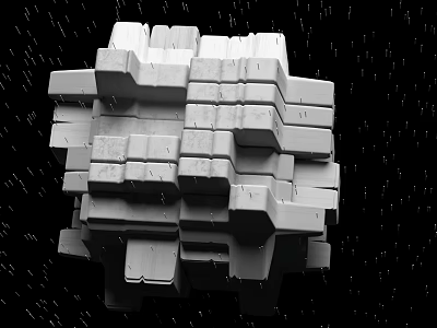 Industrial Equipment Mechanical Modular White Block Assembled Structure With Black Background 3d model