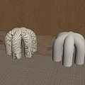 Stylish Modern Sofa Stools With Unique Design On Wooden Floor And Carpet