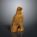 Detailed Wooden Eagle Sculpture With Perched Position And Intricate Feather Details