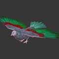 Colorful Bird With Vibrant Feathers Spread Wings On Gray Background With Reflection 3d model