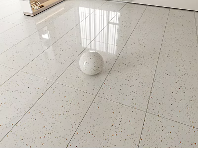 Light Speckled Floor Tiles With Glossy Finish And Decorative Sphere 3d model