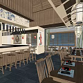 Japanese Style Restaurant Interior With Wooden Decoration Bar Counter Dining Tables Lanterns And Partition Screens