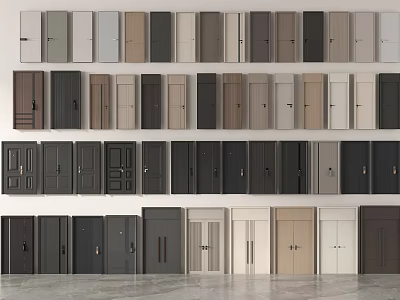 Assorted Interior Doors in Multiple Colors and Styles for Home Decoration 3d model