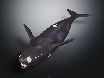 Realistic Black Whale With White Spots Open Mouth Detailed 3D Rendering Model 3d model