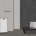 Designer Sleek Cylindrical White Washing Machine In Modern Interior With Square Appliance