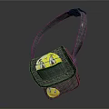 Gray Fabric Shoulder Bag With Adjustable Strap Yellow Smiley Face And Badge Design