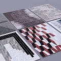 Stylish Square Rugs With Various Patterns And Modern Designs For Home Decor 3d model