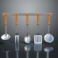 Metal Weapons With Wooden Handles Hanging On Wall Mounted Rack
