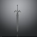 Silver Decorative Sword With Intricate Hilt Design And Metallic Finish For Fantasy Collectors Or