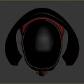 3D Character Head Model With Black Cap Eye Patch And Red Turtleneck