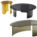 Modern Coffee Table With Textured Glass Top And Curved Supportive Legs