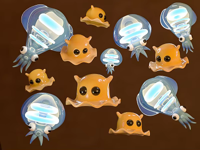 Q version of the tide play jellyfish octopus 3D cartoon model 3d model