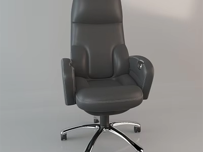 Black Leather Office Chair With High Back Armrests And Wheeled Chrome Base 3d model