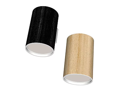 Modern Black and Wooden Color Wall Lamps with Wooden Texture and Silver Base 3d model