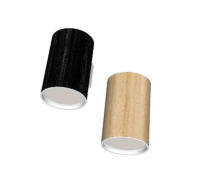 Modern Black and Wooden Color Wall Lamps with Wooden Texture and Silver Base 3d model