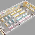 Modern Retail Store Interior With Colorful Counters Display Shelves And Bright Lighting