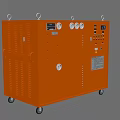Functional Orange Agricultural Equipment with Wheels Gauges and Control Panel 3d model