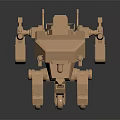 Golden Sci Fi Tank 3D Model With Multi Barrel Cannons And Mechanical Legs Design