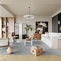 Middle Ancient Living Room Sofa Combination Coffee Table Carpet Leisure Sofa 3d model