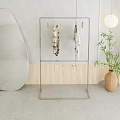 Iron Clothes Rack With Minimalist Design Hanging Clothes Scarves And Clips On White Background