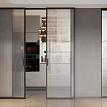 Modern Home Interior Design With Black Frame Perforated Metal Sliding Doors