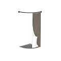 Elegant Beige Fabric Curtain Hanging On Curved Rod For Window Decor