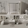 Sleek Modern Bathroom Combination With Shower Vanity Toilet Mirrors And Cabinets